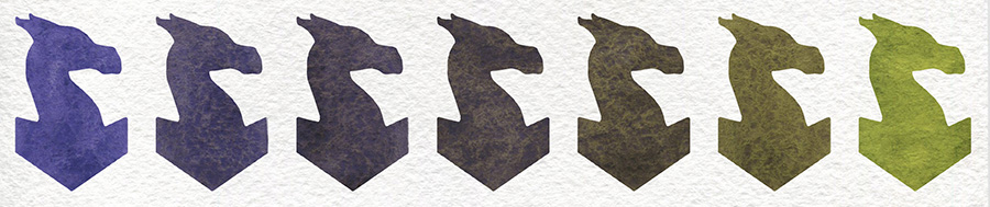 Strontium Violet by Roman Szmal Aquarius and Aureoline Green by Rosa Gallery watercolor paints mixing swatch